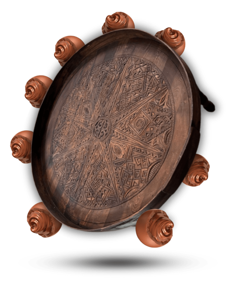 Moroccan Carved Mida Table With Rim and Legs/ Amazigh style. 23 Round Coffee table 128