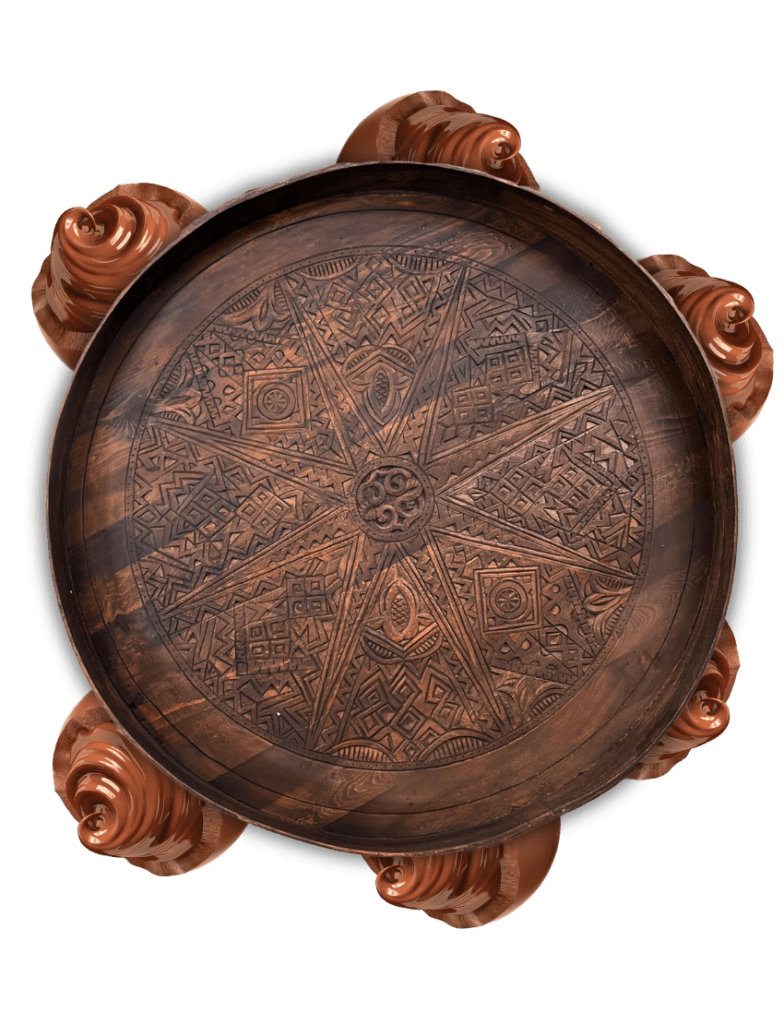 Moroccan Carved Mida Table With Rim and Legs/ Amazigh style. 24 Round Coffee table 129