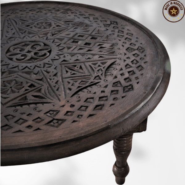 Moroccan Carved Mida Table With Legs/ Amazigh Style. 4 Hand Carved Berber Coffee Table Moroccan Carved Mida Table With Legs/ Amazigh Style.