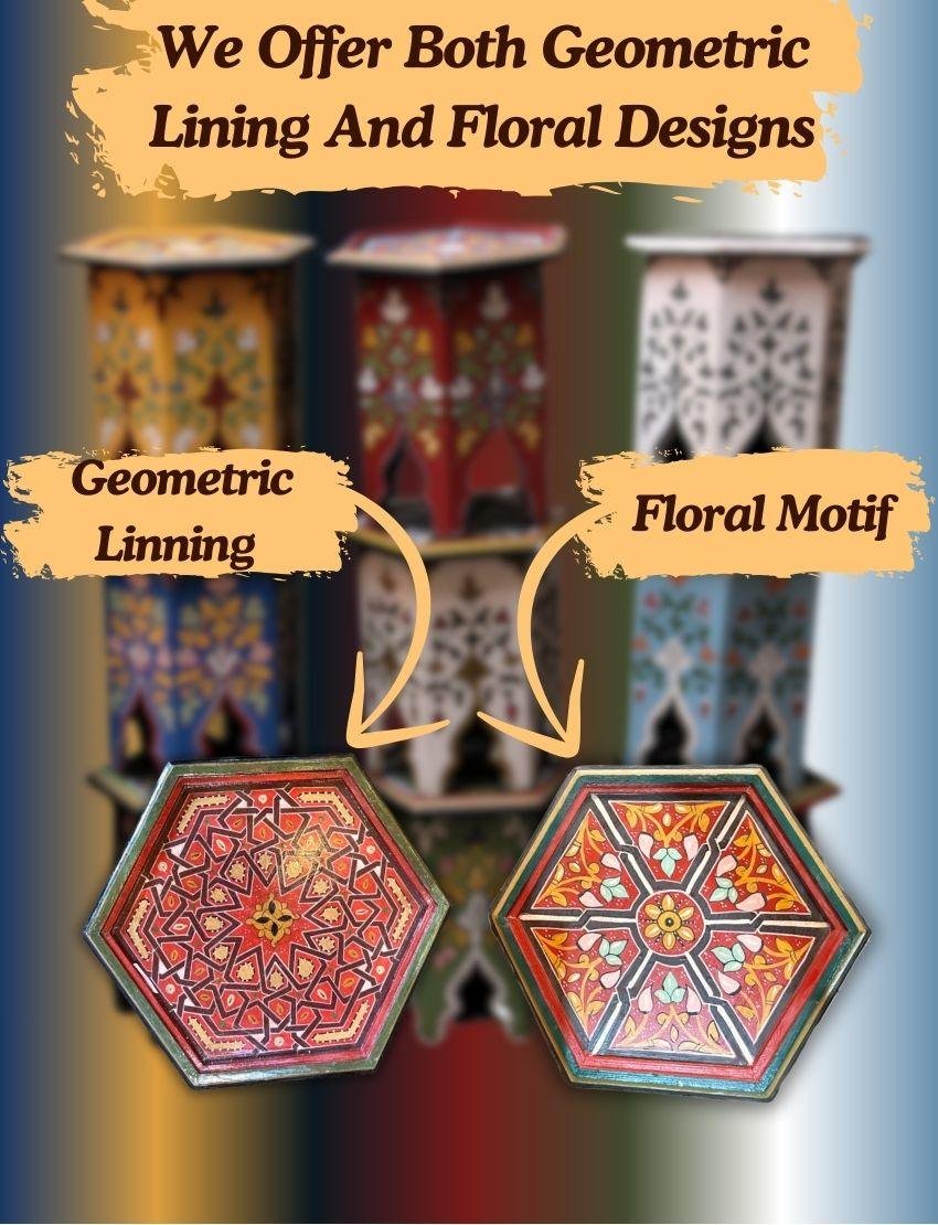 14 Flavor Variants Painted Moroccan Table/ Geometric Lining/ Floral Motif/ Andalusian Style. 29 Moroccan inspired boho side table 2