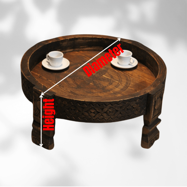 Low Moroccan Carved Mida Table/ Amazigh Style. 5 round moroccan coffee table Low Moroccan Carved Mida Table/ Amazigh Style.