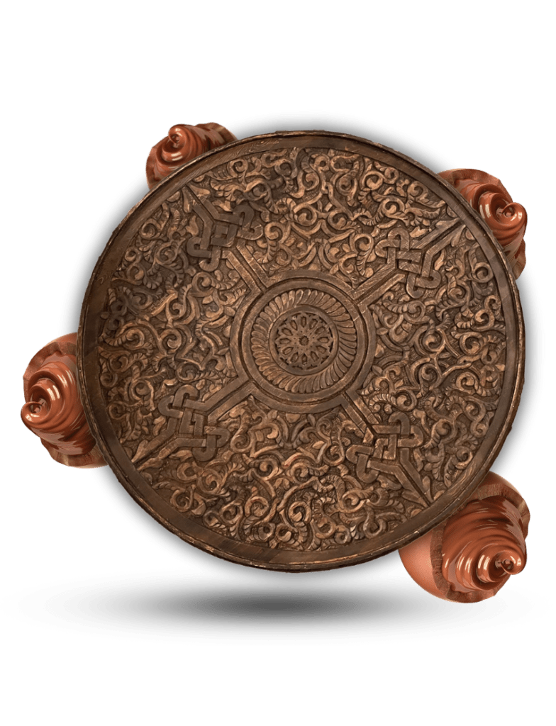 Moroccan Carved Table /Floral motif/ Andalusian style. 12 hand carved round coffee table 30
