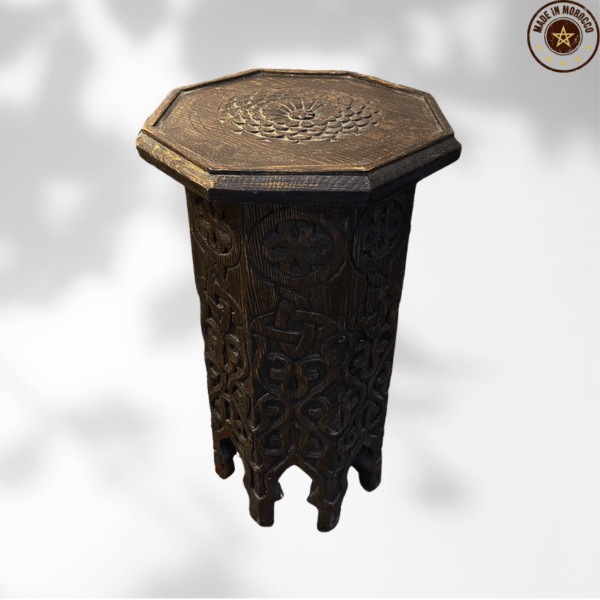 Octagonal Moroccan Carved Table/ Andalusian Style 1 Moroccan Hand carved side table Octagonal Moroccan Carved Table/ Andalusian Style