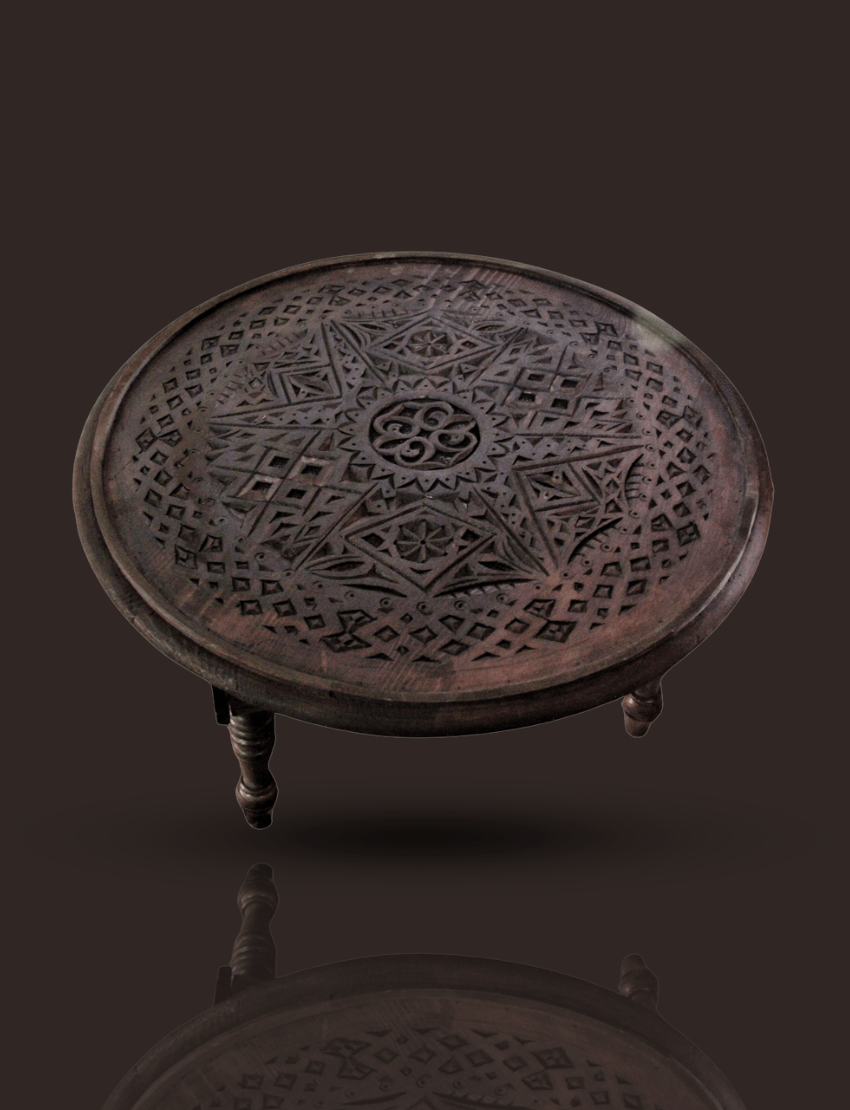 Moroccan Carved Mida Table With Legs/ Amazigh Style. 10 Hand Carved Berber Coffee Table 5
