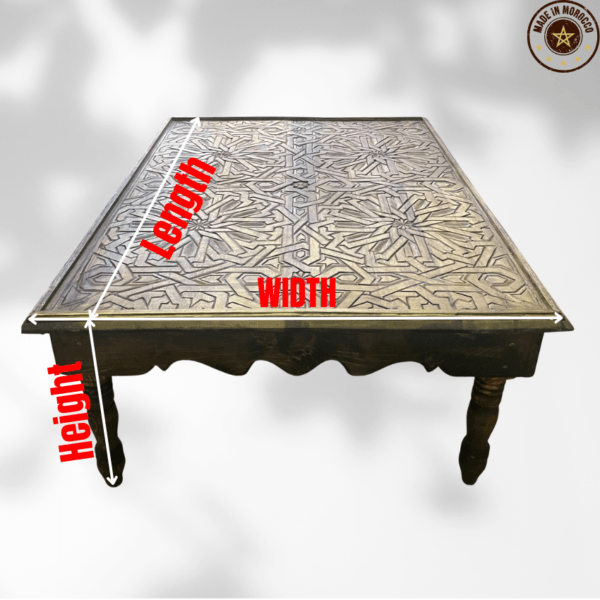 Moroccan Hand Carved Dinning Table/ Geometric Lining design / Andalusian style 3 carved dinning table Moroccan Hand Carved Dinning Table/ Geometric Lining design / Andalusian style