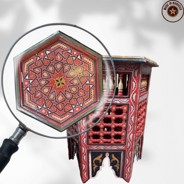 14 Flavor Variants Painted Moroccan Table With Mashrabiya/ Geometric Lining/ Floral Motif/ Andalusian Style. 9 painted moroccan side table 14 Flavor Variants Painted Moroccan Table With Mashrabiya/ Geometric Lining/ Floral Motif/ Andalusian Style.