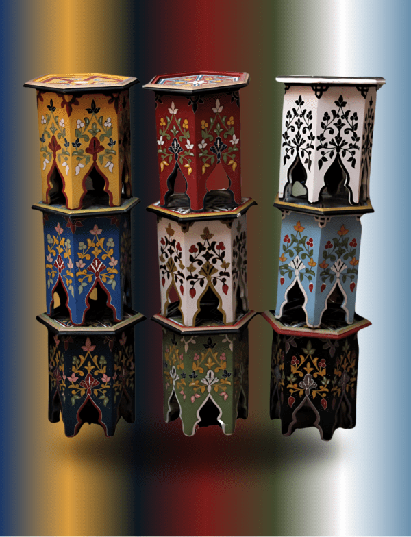 14 Flavor Variants Painted Moroccan Table/ Geometric Lining/ Floral Motif/ Andalusian Style. 2 Moroccan inspired boho side table 14 Flavor Variants Painted Moroccan Table/ Geometric Lining/ Floral Motif/ Andalusian Style.