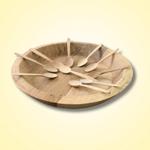 Moroccan Walnut wood Couscous dish with spoons, 4 Sizes.
