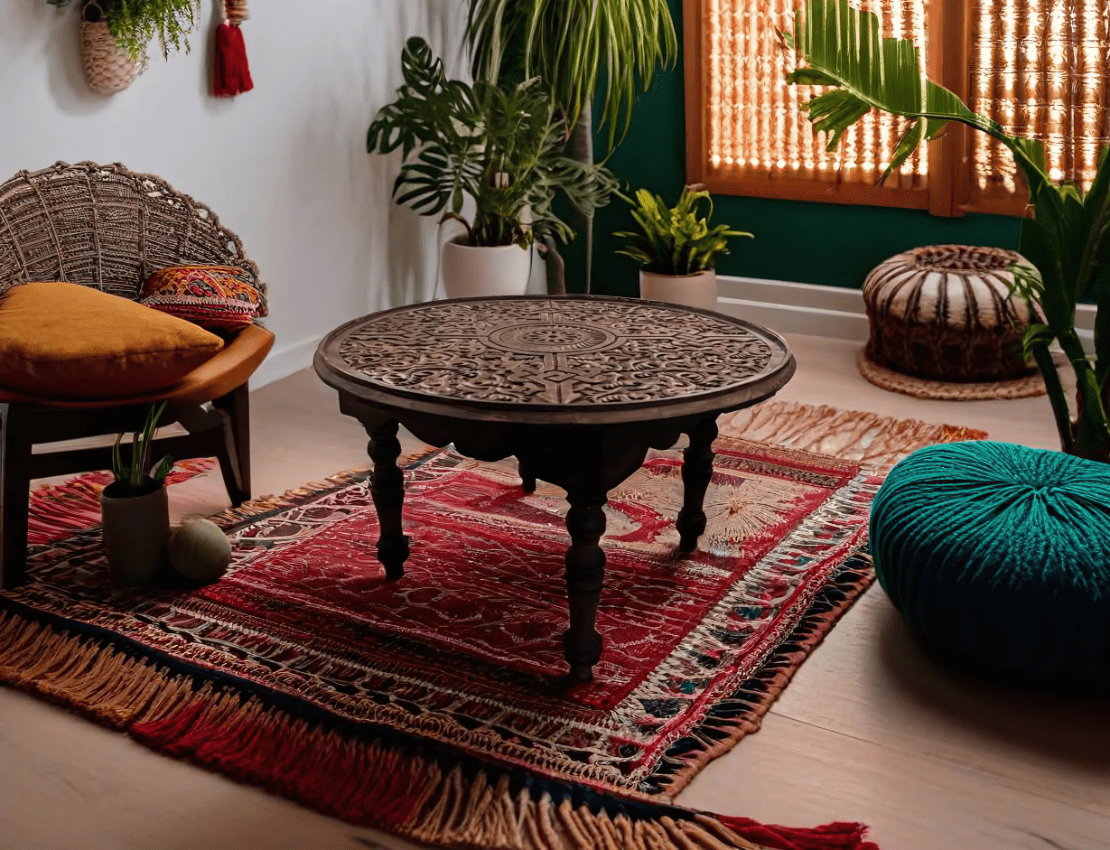Moroccan Carved Table /Floral motif/ Andalusian style. 9 hand carved round coffee table Untitled design (3)