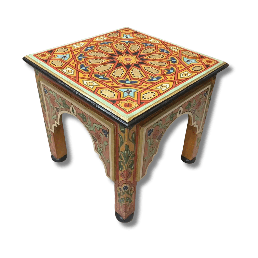 Orange Moroccan Wood Square Coffee Table / Andalusian Style. 16 square coffee table Moroccan Wood square coffee table