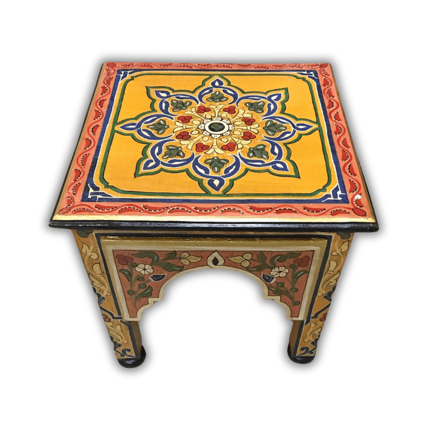 Orange Moroccan Wood Square Coffee Table / Andalusian Style. 17 square coffee table Moroccan Wood square coffee table
