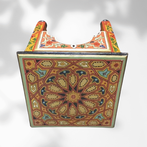 Orange Moroccan Wood Square Coffee Table / Andalusian Style. 7 square coffee table Orange Moroccan Wood Square Coffee Table / Andalusian Style.