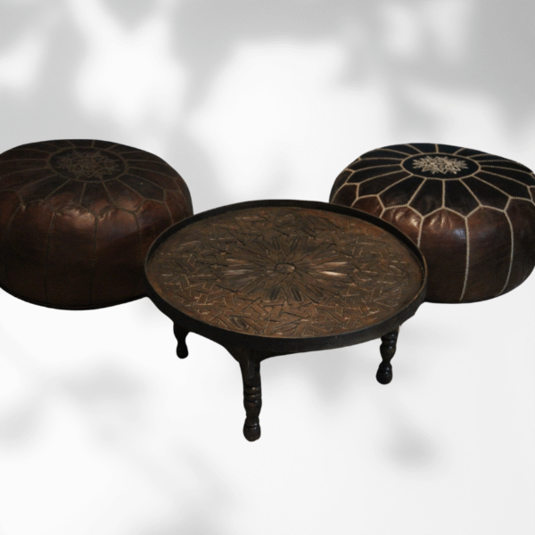 Moroccan Carved Mida Table With Legs/ Amazigh- Andalusian Style/ Geometric Lining. 4 moroccan tea table Moroccan Carved Mida Table With Legs/ Amazigh- Andalusian Style/ Geometric Lining.