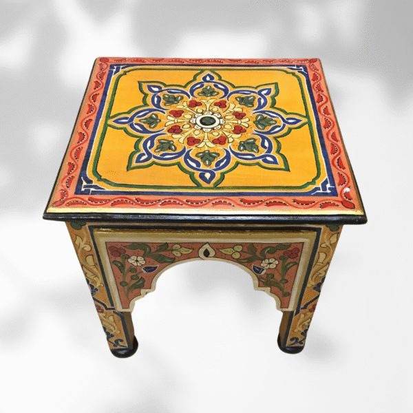 Orange Moroccan Wood Square Coffee Table / Andalusian Style. 10 square coffee table Orange Moroccan Wood Square Coffee Table / Andalusian Style.
