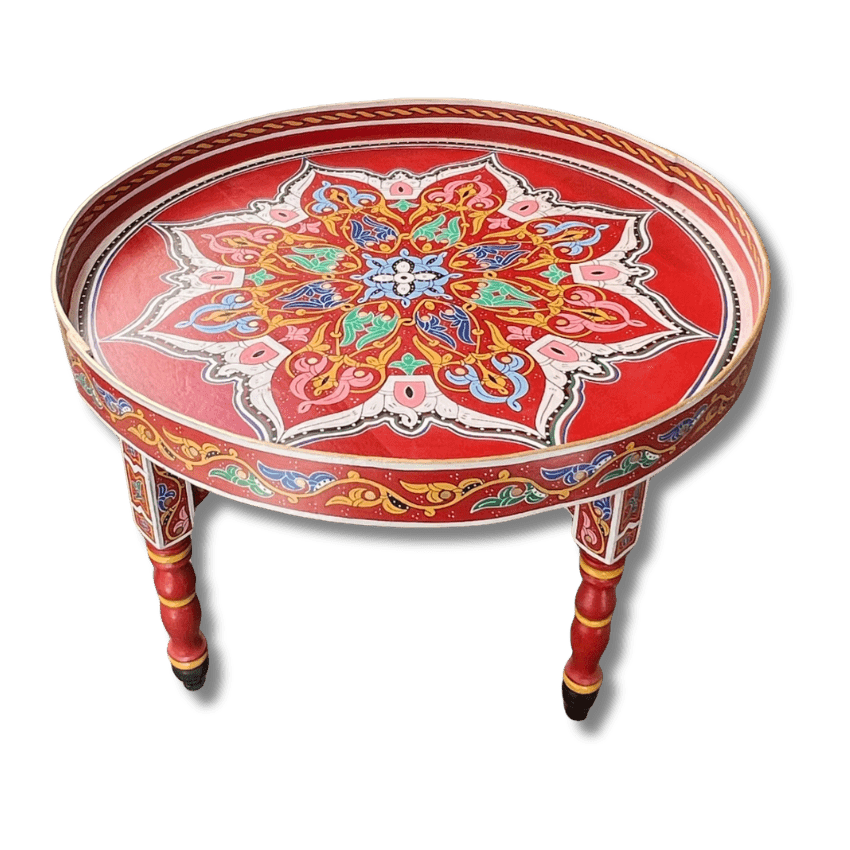 Mandala Table/ Moroccan Painted Mida Table With Rim and Legs/ Andalusian style. 10 Mandala Table 2
