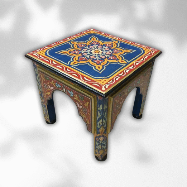 Blue Moroccan Wood Square Coffee Table / Andalusian Style. 13 Wood square coffee table Blue Moroccan Wood Square Coffee Table / Andalusian Style.