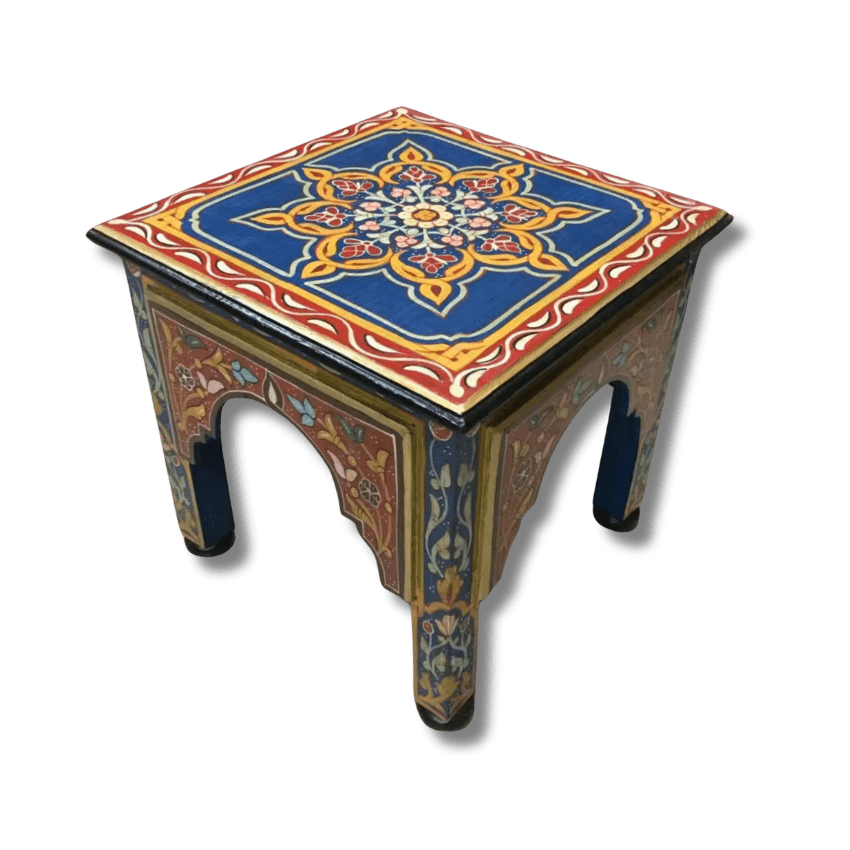 Blue Moroccan Wood Square Coffee Table / Andalusian Style. 17 Wood square coffee table Blue Wood Square Coffee Table