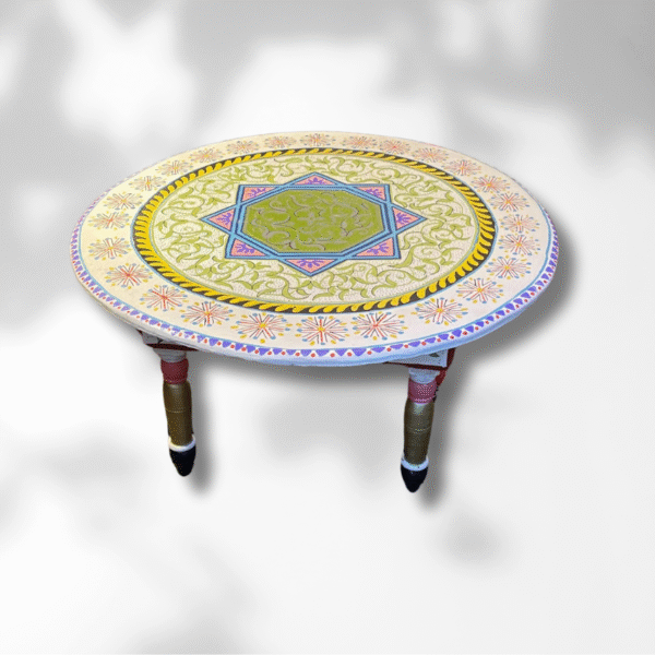 3 Flavor Variants Moroccan Painted Basse Table/ Andalusian Style. 6 round basse table 3 Flavor Variants Moroccan Painted Basse Table/ Andalusian Style.