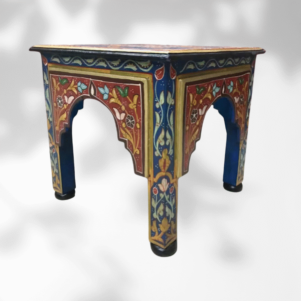 Blue Moroccan Wood Square Coffee Table / Andalusian Style. 10 Wood square coffee table Blue Moroccan Wood Square Coffee Table / Andalusian Style.