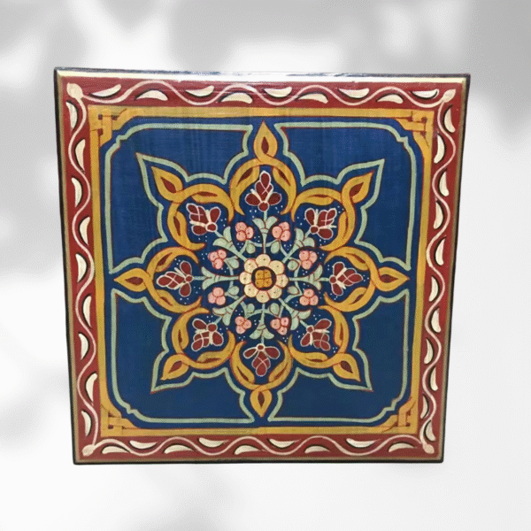 Blue Moroccan Wood Square Coffee Table / Andalusian Style. 8 Wood square coffee table Blue Moroccan Wood Square Coffee Table / Andalusian Style.