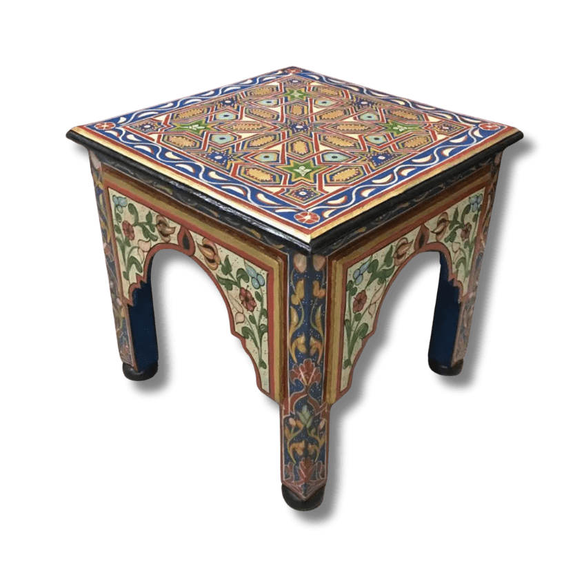 Blue Moroccan Wood Square Coffee Table / Andalusian Style. 16 Wood square coffee table Blue Wood Square Coffee Table