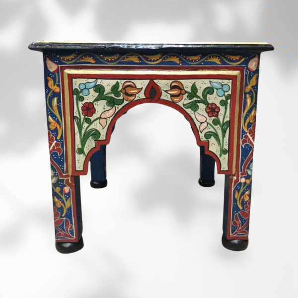 Blue Moroccan Wood Square Coffee Table / Andalusian Style. 6 Wood square coffee table Blue Moroccan Wood Square Coffee Table / Andalusian Style.