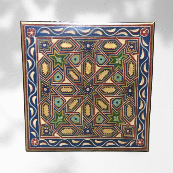 Blue Moroccan Wood Square Coffee Table / Andalusian Style. 5 Wood square coffee table Blue Moroccan Wood Square Coffee Table / Andalusian Style.