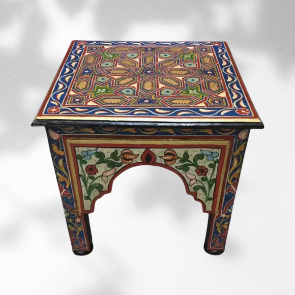 Blue Moroccan Wood Square Coffee Table / Andalusian Style. 4 Wood square coffee table Blue Moroccan Wood Square Coffee Table / Andalusian Style.