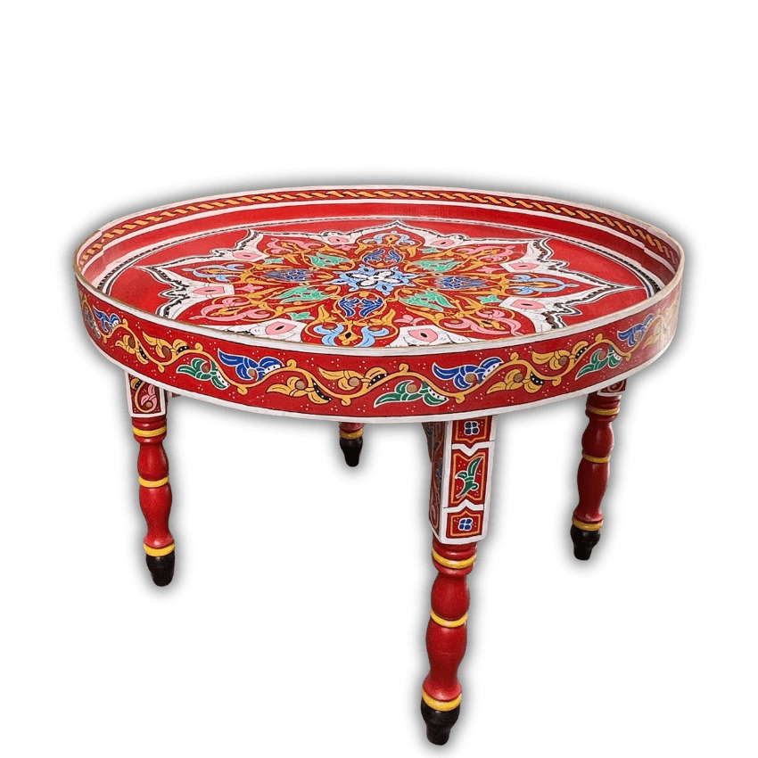Mandala Table/ Moroccan Painted Mida Table With Rim and Legs/ Andalusian style. 9 Mandala Table mandala table