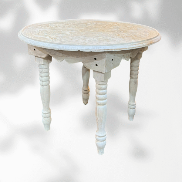 15 Stunning Moroccan Home Decor Ideas to Transform Your Space in 2026 9 White Round Moroccan Carved Coffee Table/ Mida Table With Legs/ Amazigh Style.