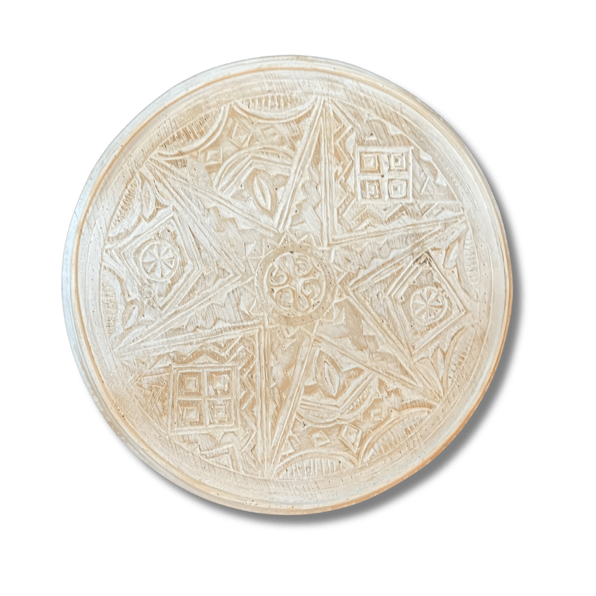 White Round Moroccan Carved Coffee Table/ Mida Table With Legs/ Amazigh Style. 10 white coffee table Moroccan carved round white coffee table