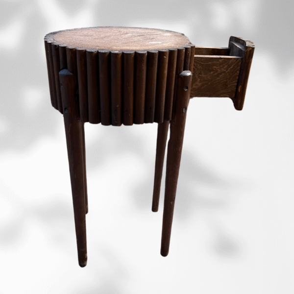 Brown Moroccan Round Fluted Coffee Table With Secret Drawer 6 fluted coffee table Brown Moroccan Round Fluted Coffee Table With Secret Drawer