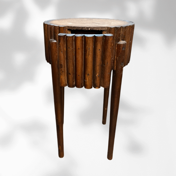 Brown Moroccan Round Fluted Coffee Table With Secret Drawer 3 fluted coffee table Brown Moroccan Round Fluted Coffee Table With Secret Drawer