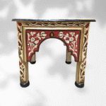 Beige Moroccan Wood Square Coffee Table / Andalusian Style.