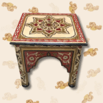 Beige Moroccan Wood Square Coffee Table / Andalusian Style.