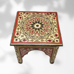 Beige Moroccan Wood Square Coffee Table / Andalusian Style.