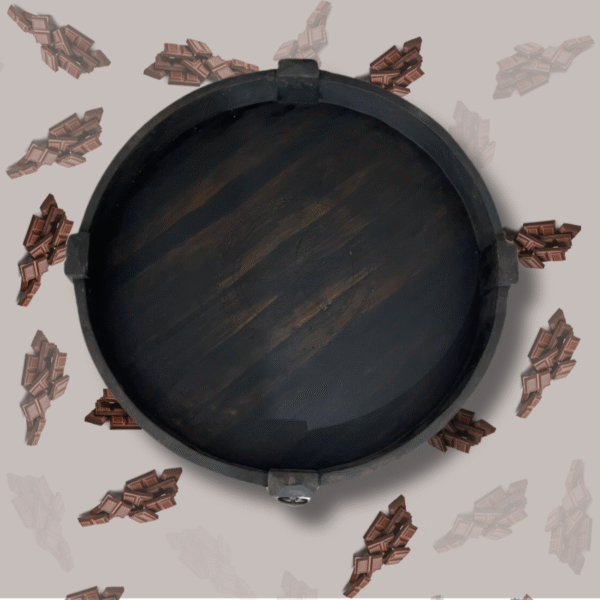 Solid Wood Round Coffee Table / Dark Brown / Amazigh Style. 2 solid wood round coffee table Solid Wood Round Coffee Table / Dark Brown / Amazigh Style.