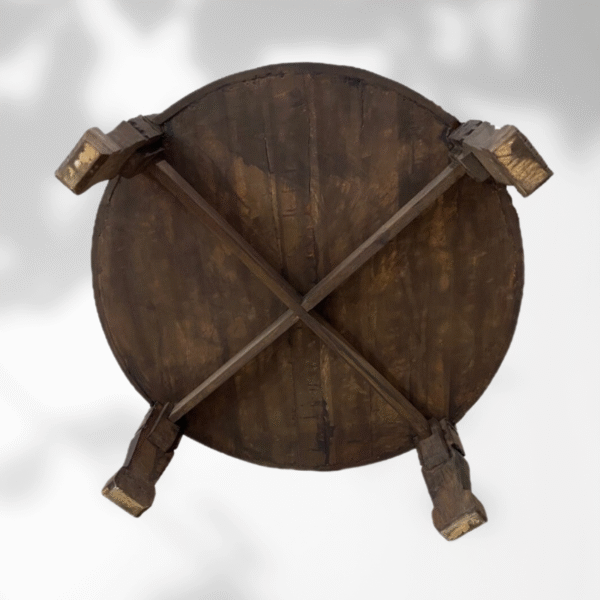 Solid Wood Round Coffee Table / Dark Brown / Amazigh Style. 4 solid wood round coffee table Solid Wood Round Coffee Table / Dark Brown / Amazigh Style.