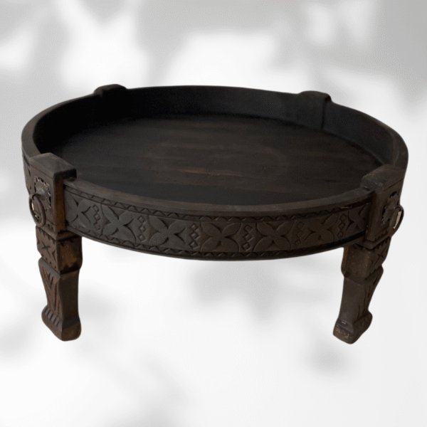 Solid Wood Round Coffee Table / Dark Brown / Amazigh Style. 3 solid wood round coffee table Solid Wood Round Coffee Table / Dark Brown / Amazigh Style.