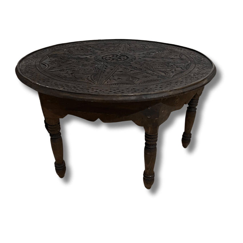 6-legged Moroccan Carved Coffee Table Round/ Dark Brown / Amazigh style. 9 coffee table round Coffee Table Round