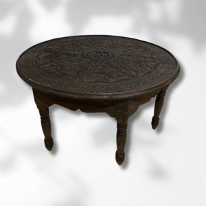 6-legged Moroccan Carved Coffee Table Round/ Dark Brown / Amazigh style.