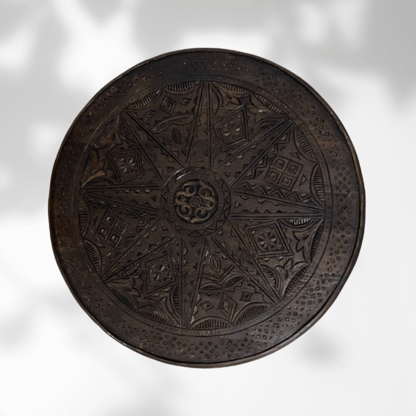 6-legged Moroccan Carved Coffee Table Round/ Dark Brown / Amazigh style. 5 coffee table round 6-legged Moroccan Carved Coffee Table Round/ Dark Brown / Amazigh style.