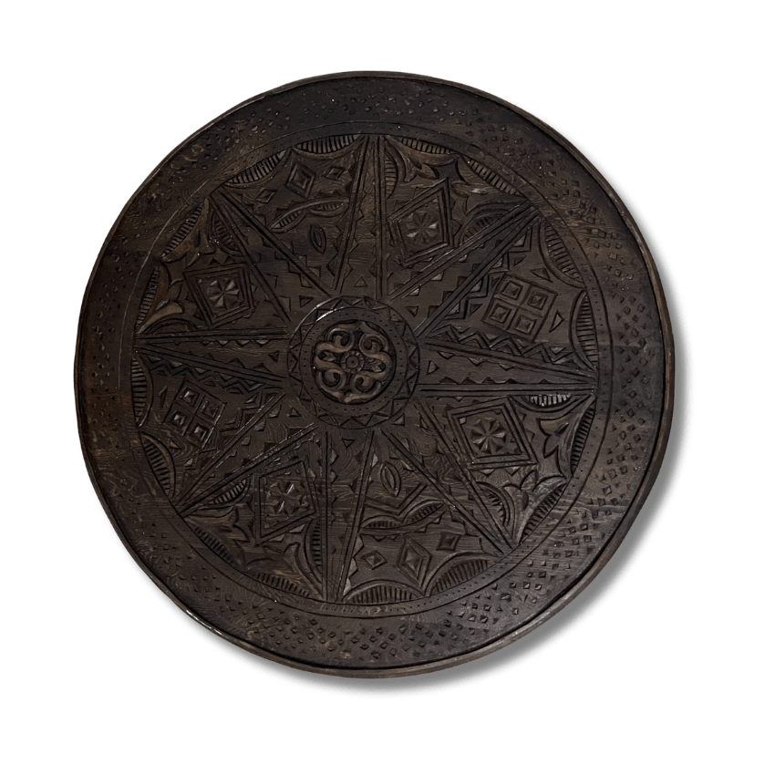 6-legged Moroccan Carved Coffee Table Round/ Dark Brown / Amazigh style. 8 coffee table round Coffee Table Round
