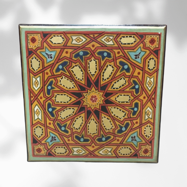 Orange Moroccan Wood Square Coffee Table / Andalusian Style. 5 square coffee table Orange Moroccan Wood Square Coffee Table / Andalusian Style.