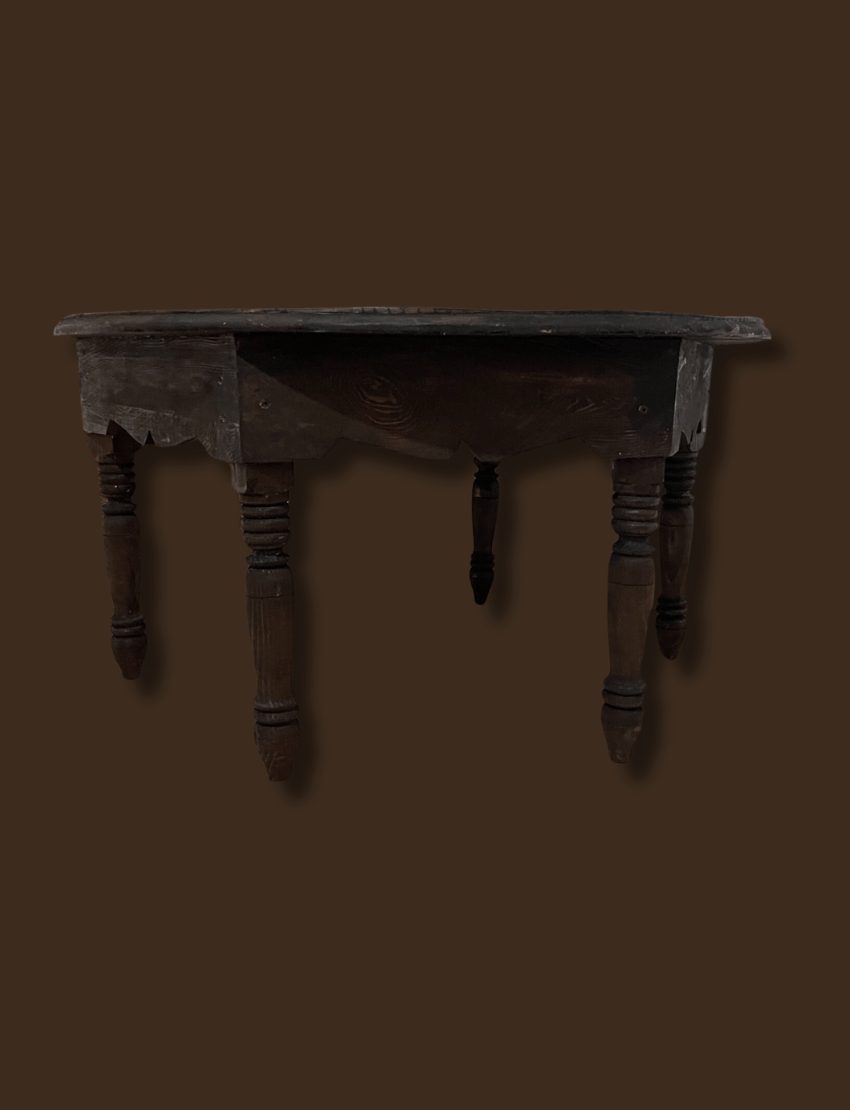 6-legged Moroccan Carved Coffee Table Round/ Dark Brown / Amazigh style. 6 coffee table round Coffee Table Round