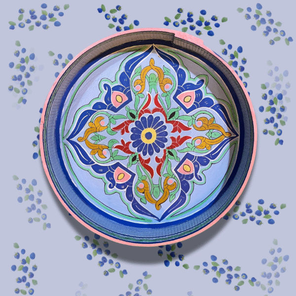 Mandala Table/ Moroccan Painted Mida Table With Rim and Legs/ Andalusian style. 6 Mandala Table Mandala Table/ Moroccan Painted Mida Table With Rim and Legs/ Andalusian style.