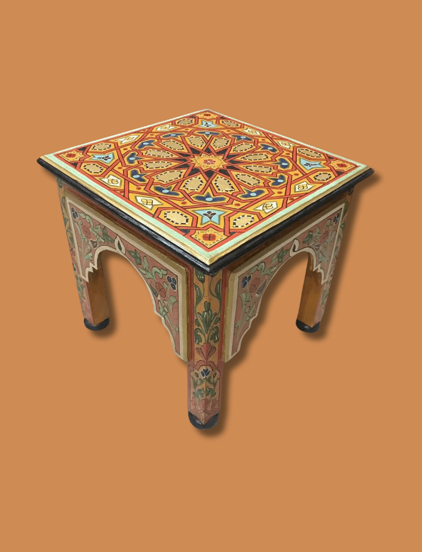 Orange Moroccan Wood Square Coffee Table / Andalusian Style. 14 square coffee table Square Coffee Table