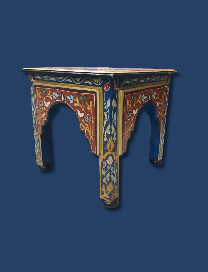 Blue Moroccan Wood Square Coffee Table / Andalusian Style. 14 Wood square coffee table Blue Wood Square Coffee Table