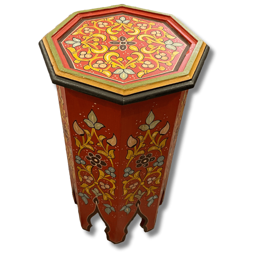 4 Flavor Variants Painted Moroccan Octagon End Table/ Andalusian Style. 32 painted octagon end table Red Colored End Tables