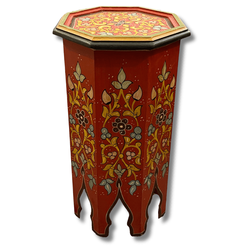 4 Flavor Variants Painted Moroccan Octagon End Table/ Andalusian Style. 31 painted octagon end table Red Colored End Tables